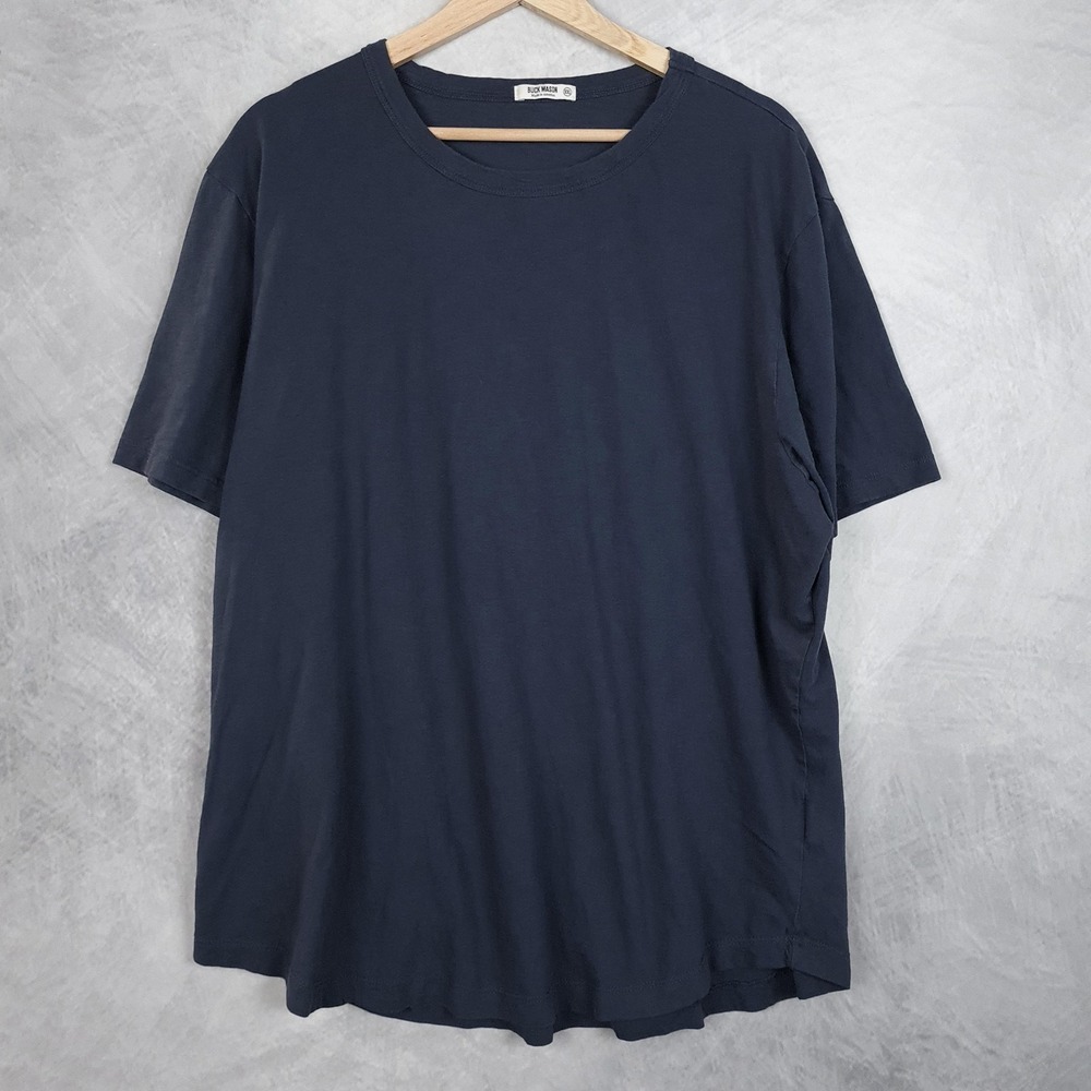 Buck Mason Shirt Mens 2XL Navy Blue Curved Hem Cotton Crewneck Tee T-Shirt
